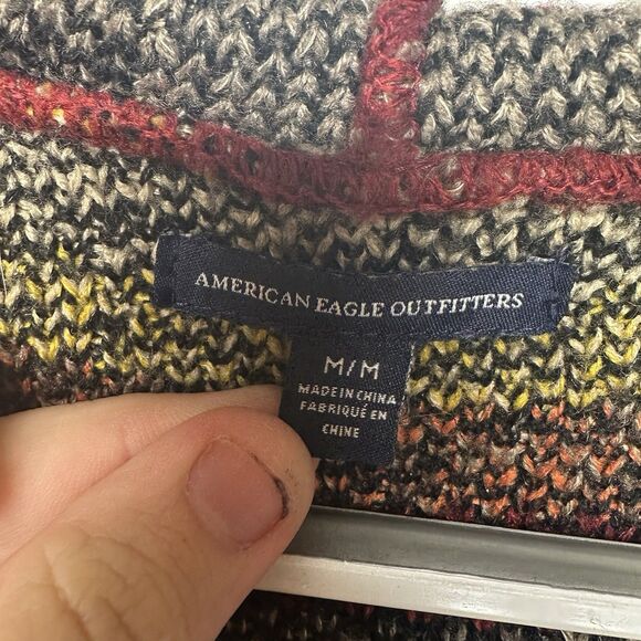 American Eagle Women’s Medium Aztec Tribal Sweater Vest Fringe Open Front - Picture 8 of 12